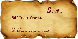 Sáros Anett névjegykártya